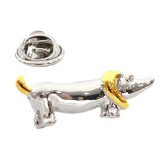 Two Tone Sausage Dog Lapel Pin Badge (AJTP72)