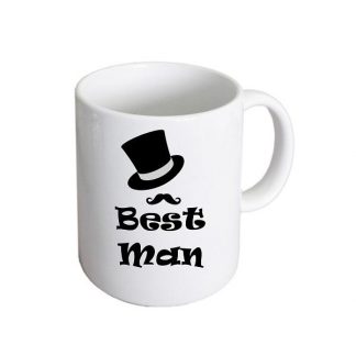 Best Man Top Hat & Moustache Design Wedding Ceramic Mug