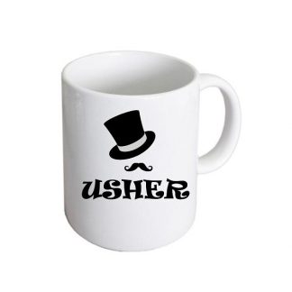 Usher Top Hat & Moustache Design Wedding Ceramic Mug