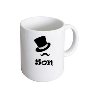 Son Top Hat & Moustache Design Wedding Ceramic Mug