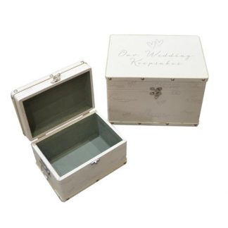 Leatherette Our Wedding Keepsake Hearts Design Boxes Set (DWC)