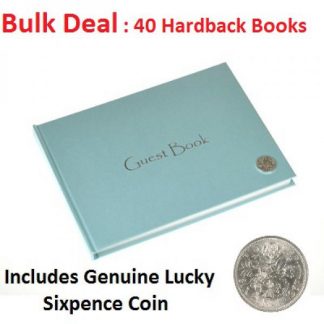 40 x Bulk deal : Blue Wedding Lucky Sixpence Coin Guest Books