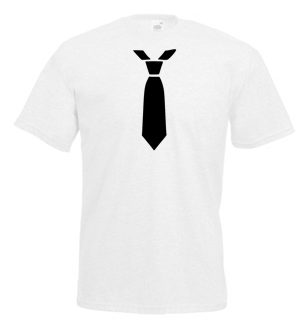 Black Tie Design Mens White T Shirt