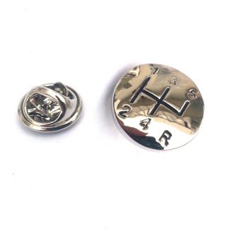 Silver Car Gear Shift Gear Stick Lapel Pin Badge