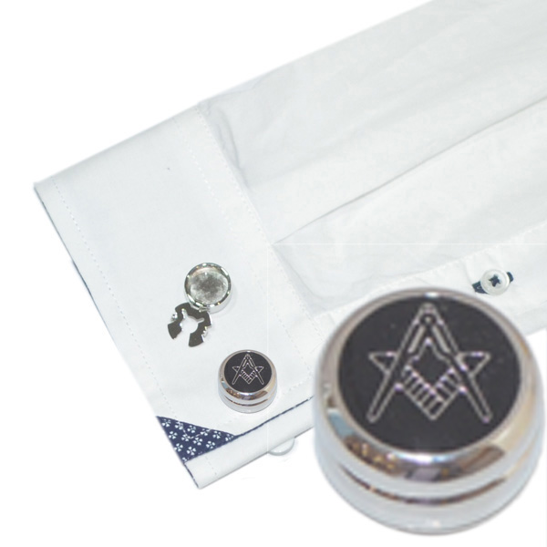 Rhodium Plated Masonic (No G) Design Cuff Button Covers a New Alternative to Cufflinks