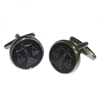 Black Round Scales of Justice Lawyer Masonic Barristers Cufflinks