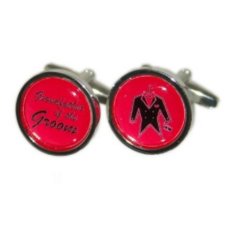 Round Red Wedding Tux Cufflinks