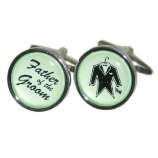 Round Green Wedding Tux Cufflinks