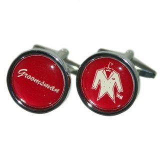 Round Burgundy Wedding Tux Cufflinks