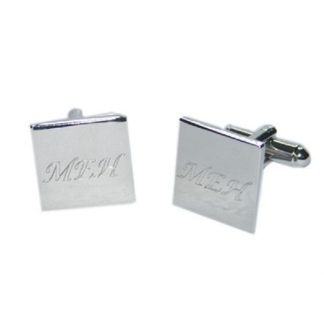 PERSONALISED ENGRAVED rhodium plated Cufflinks