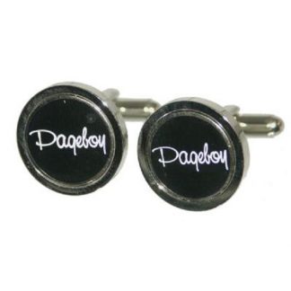 Black Round Pageboy Wedding Cufflinks
