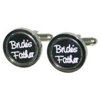 Round Black Brides Father Wedding Cufflinks