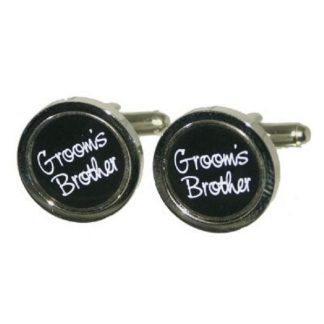 Round Black Grooms Brother Wedding Cufflinks