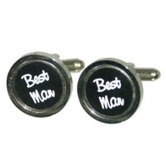 Best Man Round Black Wedding Cufflinks