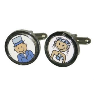 Blue Smile Bride & Groom Wedding Cufflinks