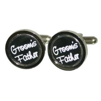 Grooms Father Round Black Wedding Cufflinks