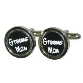 Groomsman Round Black Wedding Cufflinks