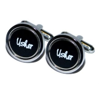 Usher Round Black Wedding Cufflinks