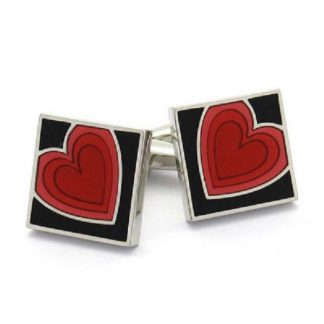 Black & Red Love Heart Cufflinks