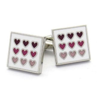 Premium quality, Square Enamel Cufflinks with Love Hearts