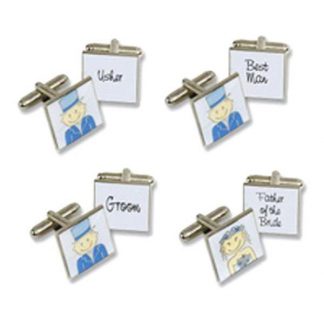Smile Blue Design Square Wedding Cufflinks