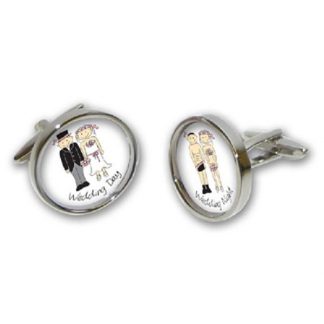 Just Married / Wedding Night Cartoon Cufflinks
