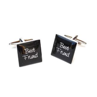 Best Friend Black Square Nevision Wedding Text Cufflinks