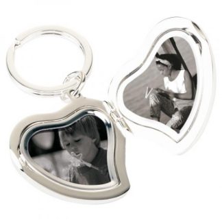 Silver Plated Heart Locket Keyring (engravable)