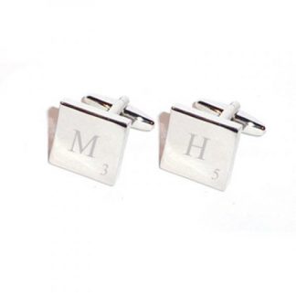 Bespoke Personalised Initial Monogram Word Game Tiles Cufflinks