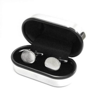Oval Cufflinks in Chrome Box (engravable)