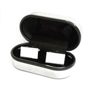 Rectangular Cufflinks in Chrome Box (engravable)