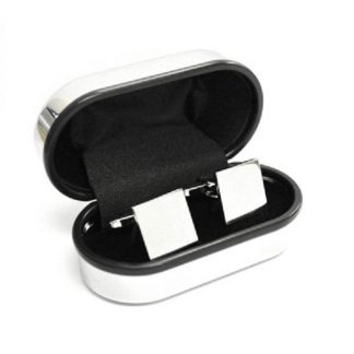 Square Cufflinks in Chrome Box (engravable)