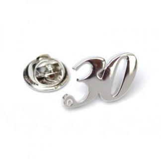 Rhodium Plated 30 Lapel Pin Badge with crystal decoration (AJTP08)
