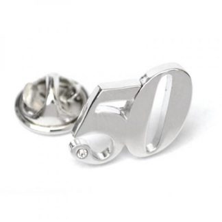 Rhodium Plated 50 Lapel Pin Badge with crystal decoration (AJTP12)