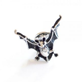 Bat with spread wings & Black crystal eyes Lapel Pin Badge (AJTP32)