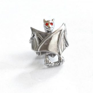 Bat with Closed wings & red crystal eyes Lapel Pin Badge (AJTP34)