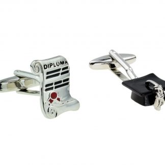 Graduation Diploma & Mortar Board Hat mixed pair of cufflinks