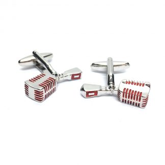 Red & Silver Microphone Music Cufflinks