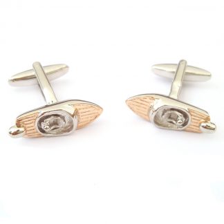 Two Tone Silver & Rose Gold Retro Speedboat Cufflinks
