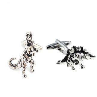Dinosaurs, T rex & Stegosaurus mixed pair of cufflinks
