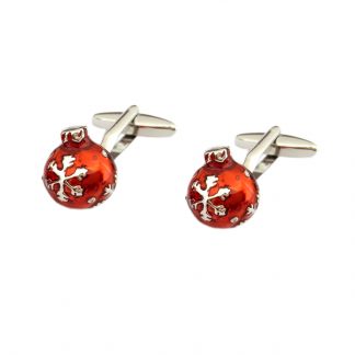 Beautifully Detailed Red Christmas Bauble Cufflinks