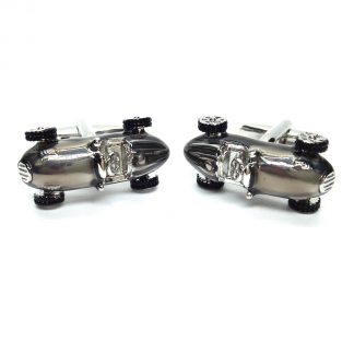 Cool Retro Style Metallic Silver Motor Racing Car