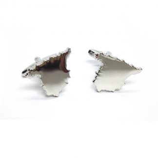 Outline Map of Spain Rhodium Plated Cufflinks