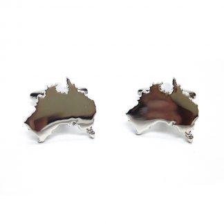 Outline Map of Australia Rhodium Plated Cufflinks