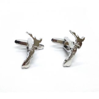 Outline Map of New Zealand Rhodium Plated Cufflinks