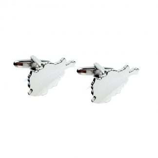 Outline Map of Afghanistan Rhodium Plated Cufflinks