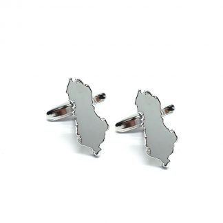 Outline Map of Albania Rhodium Plated Cufflinks