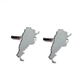 Outline Map of Argentina Rhodium Plated Cufflinks