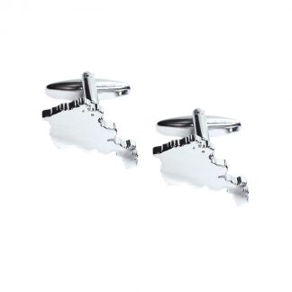 Outline Map of Armenia Rhodium Plated Cufflinks