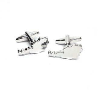 Outline Map of Austria Rhodium Plated Cufflinks